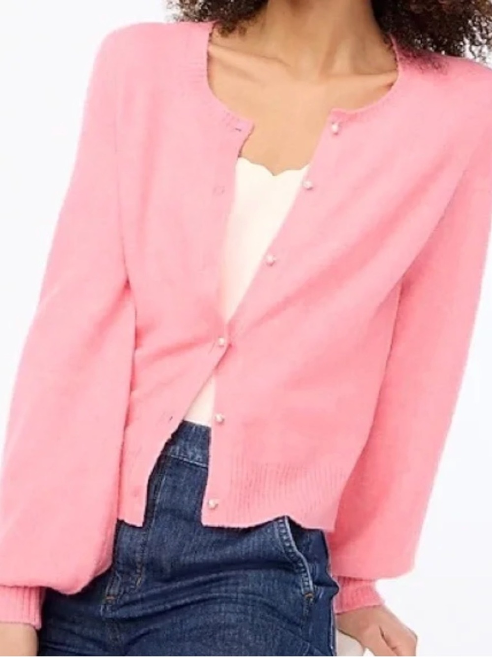J. Crew Pink Pearl-Button Women's Cardigan